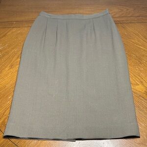 Ralph Lauren purple label taupe gray vintage 100% wool pencil midi skirt size 8